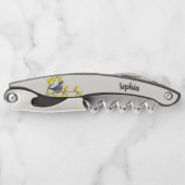 可愛い青の赤い歌う鳥の枝黄色の花 ソムリエナイフ (正面)