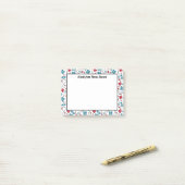 可愛い青の赤の白のパターンナースからのメモ ポストイット (デスク上)