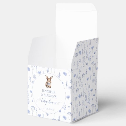 可愛い青イースターラビット男の赤ちゃんシャワーお願いボックス フェイバーボックス (オープン)