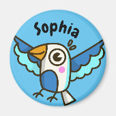 可愛い青カモメ海の鳥の子供の名前スクールロッカー マグネット (正面)