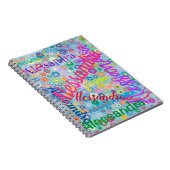 可愛い青ガーリーおもしろい花任意の名前コラージュ ノートブック (右側)