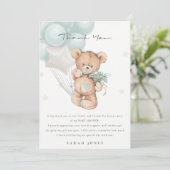 可愛い青クマ心待ちバルーン赤ちゃんシャワー サンキューカード (スタンド正面)