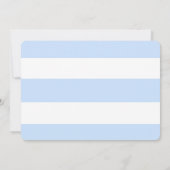 可愛い青ストライプ色の出産発表フォトカード 案内状 (裏面)