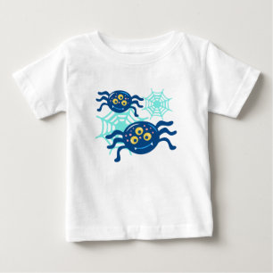 可愛い青スパイダーハロウィンクリップアートグラフィック ベビーTシャツ