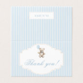 可愛い青テディクマ赤ちゃんシャワーサンキューカード (外部フラット)