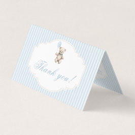 可愛い青テディクマ赤ちゃんシャワーサンキューカード