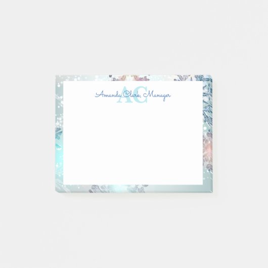 可愛い青パーソナライズされたモノグラム名 ポストイット (正面)