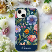 可愛い青フローラ山花モノグラム Case-Mate iPhoneケース