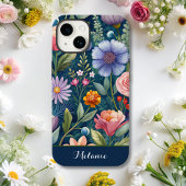 可愛い青フローラ山花モノグラム Case-Mate iPhoneケース