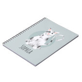 可愛い青モダン猫キッズスクール ノートブック (左側)