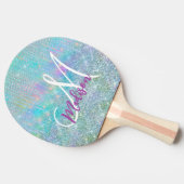 可愛い青ユニコーンのライン石ドリップスモノグラム 卓球ラケット (横)