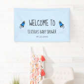 可愛い青ロケット男の赤ちゃんベビーシャワーウェルカム 横断幕 (インサイチュ)