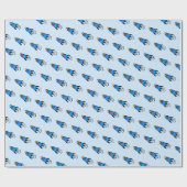 可愛い青ロケット ラッピングペーパー (フラット)