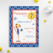 可愛い青図解入りの、写真付きの新体操ガール 招待状