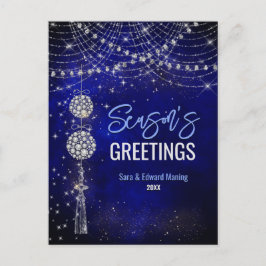 可愛い青王室のオーナメントクリスマス ポストカード