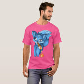 可愛い青絵を描キツネs動物 tシャツ (正面フル)