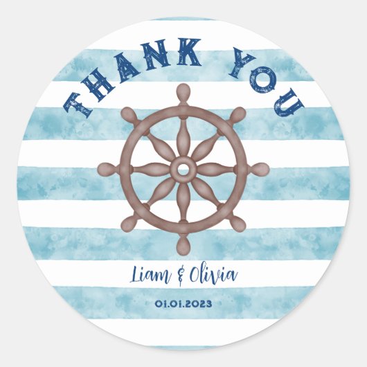 可愛い青航海の水夫の赤ちゃんシャワー ラウンドシール (正面)