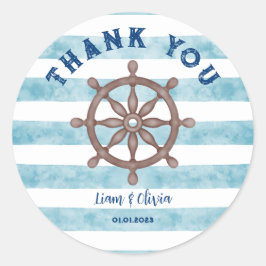 可愛い青航海の水夫の赤ちゃんシャワー ラウンドシール