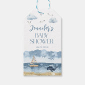 可愛い青航海の海男の赤ちゃんシ感謝していャワーユー ギフトタグ (正面)