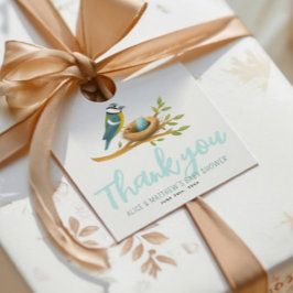 可愛い青Oh男の子の鳥の巣の赤ちゃんシャワー フェイバータグ