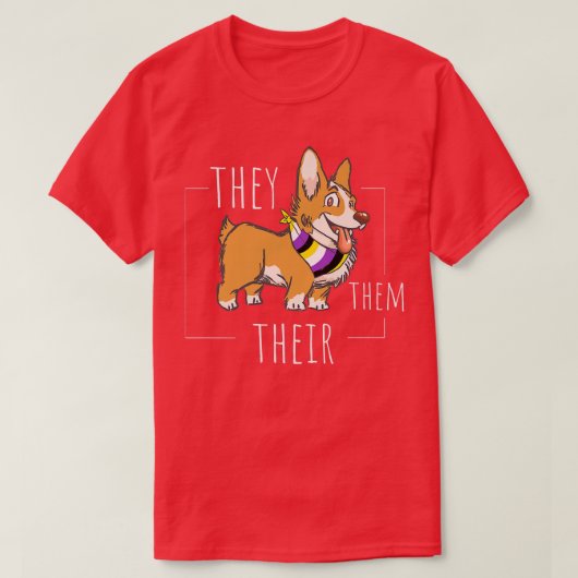可愛い非二進性コルギ彼らは彼らのアジェンダーの天才 Tシャツ (デザイン正面)