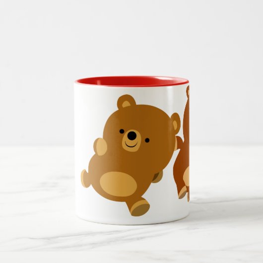 可愛い面白半分の漫画クマのマグカップ ツートーンマグカップ (中央)