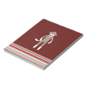 可愛い靴下のサルを赤に塗ストライプる ノートパッド (回転)