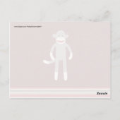 可愛い靴下のサルを赤に塗ストライプる ポストカード (裏面)