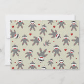 可愛い靴下モンキーハート1st誕生日 招待状 (裏面)