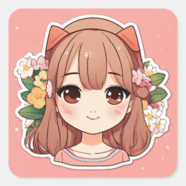 可愛い韓国人少女かわいいシンプル漫画dicut sti スクエアシール