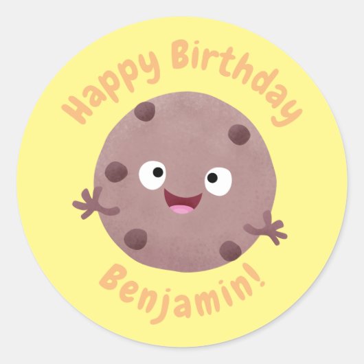 可愛い頭が切れるチョコレートチップクッキー漫画クラシックr ラウンドシール (正面)