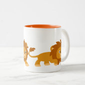 可愛い頭が切れる漫画ライオンのマグカップ ツートーンマグカップ (正面右)