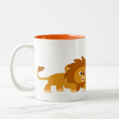 可愛い頭が切れる漫画ライオンのマグカップ ツートーンマグカップ (左)