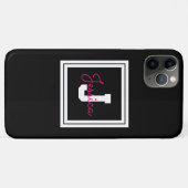 可愛い額縁の名前&モノグラム |白黒とピンク Case-Mate iPhoneケース (裏面(横))