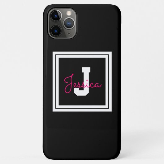 可愛い額縁の名前&モノグラム |白黒とピンク Case-Mate iPhoneケース (裏面)