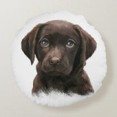 可愛い顔のチョコレートラブラドール犬 ラウンドクッション (裏面)