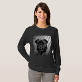 可愛い顔Tクラシックシャツ付き黒犬436 Tシャツ (正面フル)