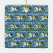 可愛い飛んでいるクリスマスポニー引っ張りピネコーンソリ セラミックオーナメント (裏面)