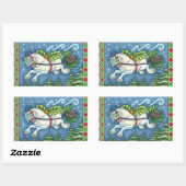 可愛い飛んでいるクリスマスポニー引っ張りピネコーンソリ 長方形シール (シート)