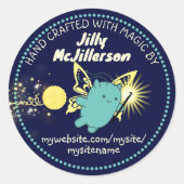 可愛い飛んでいる妖精かぎ針編みフックヤーンクラフトパッケージ ラウンドシール (正面)