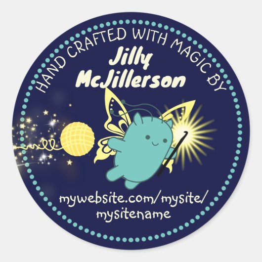 可愛い飛んでいる妖精かぎ針編みフックヤーンクラフトパッケージ ラウンドシール (正面)