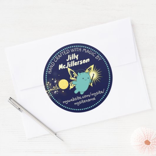 可愛い飛んでいる妖精かぎ針編みフックヤーンクラフトパッケージ ラウンドシール (封筒)