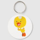 可愛い飛んでいる漫画のアヒルのキーチェーン キーホルダー (正面)