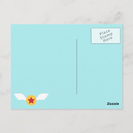 可愛い飛行機男飛行機ありがとう挨拶 ポストカード (裏面)