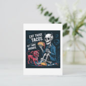 可愛い食べスケルトのタコスとペット ポストカード (スタンド正面)