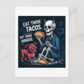 可愛い食べスケルトのタコスとペット ポストカード (正面)