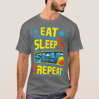 可愛い食べスリープフライリピート飛行機パイロット航空 Tシャツ