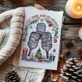 可愛い食べDink Be Pickleballのメリークリスマスカード シーズンカード