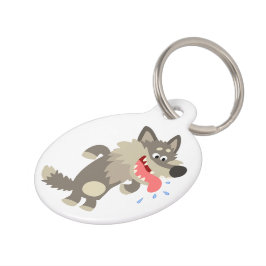 可愛い飢えた漫画の狼の犬ラベル ペット　ネームタグ