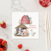 可愛い飼育動物豚カウベイビーシャワー スタンダードカクテルナプキン (インサイチュ)